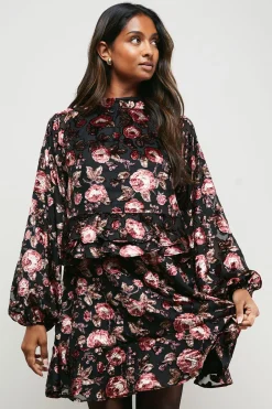Robe Mini Boho Étagée Devore