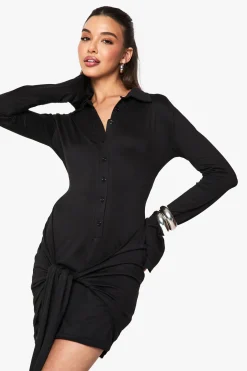 Robe mini boutonnée à drapé