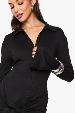 Robe mini boutonnée à drapé