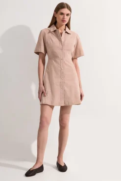 KarenMillen Robe Mini Boutonnée en Daim à Surpiqûres<Femme Robes|Toutes Les Robes