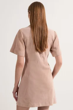 KarenMillen Robe Mini Boutonnée en Daim à Surpiqûres<Femme Robes|Toutes Les Robes