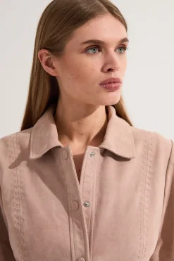 KarenMillen Robe Mini Boutonnée en Daim à Surpiqûres<Femme Robes|Toutes Les Robes