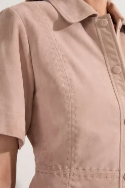 KarenMillen Robe Mini Boutonnée en Daim à Surpiqûres<Femme Robes|Toutes Les Robes