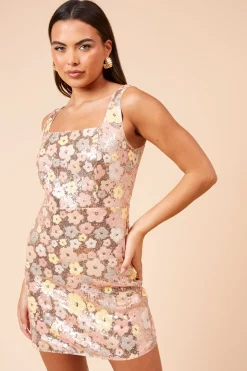Robe Mini à Bretelles et Paillettes DP Luxe
