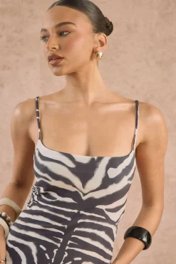 Robe Mini À Bretelles Imprimé Zèbre