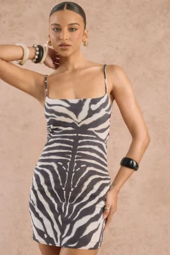 Robe Mini À Bretelles Imprimé Zèbre