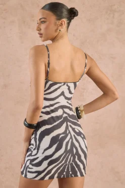 Robe Mini À Bretelles Imprimé Zèbre