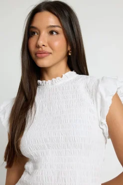 Robe Mini À Buste Froncé Avec Ourlet Broderie Anglaise