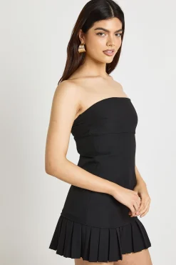 Robe Mini Bustier Ajustée Avec Jupe Plissée