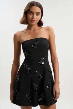 KarenMillen Robe Mini Bustier Ajustée Petite Ornée de Sequins et Cristaux en Grappe<Femme Tailleurs|Robes