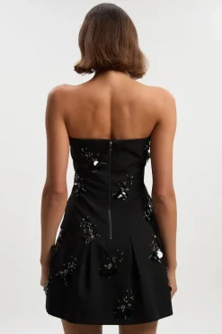 KarenMillen Robe Mini Bustier Ajustée Petite Ornée de Sequins et Cristaux en Grappe<Femme Tailleurs|Robes