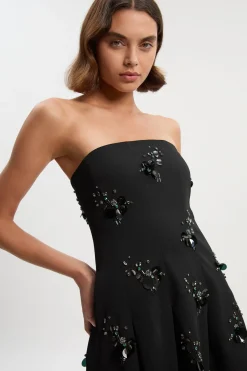 KarenMillen Robe Mini Bustier Ajustée Petite Ornée de Sequins et Cristaux en Grappe<Femme Tailleurs|Robes
