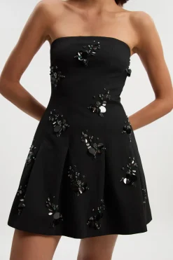 KarenMillen Robe Mini Bustier Ajustée Petite Ornée de Sequins et Cristaux en Grappe<Femme Tailleurs|Robes