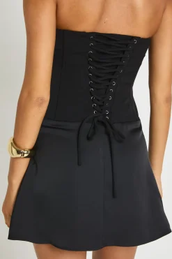Robe Mini Bustier Avec Drapé En Satin
