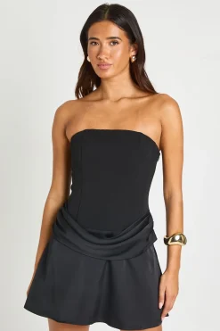 Robe Mini Bustier Avec Drapé En Satin