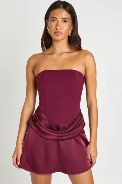 boohoo Robe Mini Bustier Avec Drapé En Satin<Femme Satin Et Dentelle|Robes