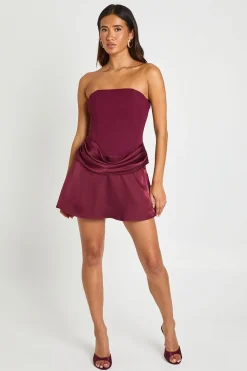 boohoo Robe Mini Bustier Avec Drapé En Satin<Femme Satin Et Dentelle|Robes
