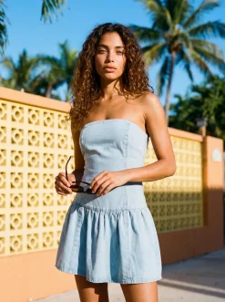Robe Mini Bustier En Denim