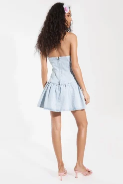 Robe Mini Bustier En Denim