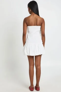 Robe Mini Bustier Froncée À Ourlet Bouffant
