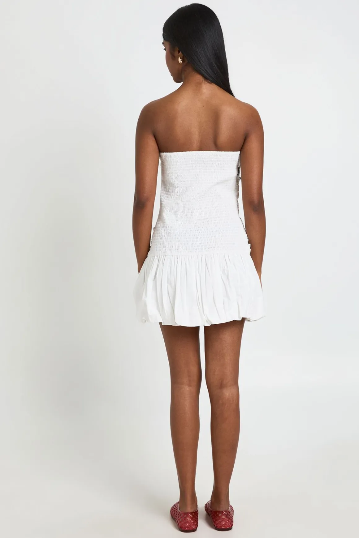Robe Mini Bustier Froncée À Ourlet Bouffant