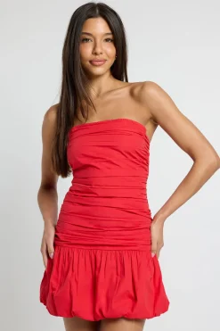 Robe Mini Bustier Froncée À Ourlet Bouffant