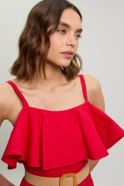 KarenMillen Robe Mini Ceinturée En Popeline De Coton À Surpiqûres Contrastées<Femme Robes|Toutes Les Robes