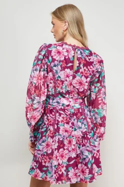 Robe Mini Ceinturée à Ourlet Volantée
