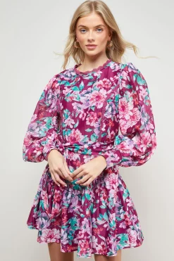 Robe Mini Ceinturée à Ourlet Volantée