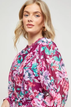 Robe Mini Ceinturée à Ourlet Volantée