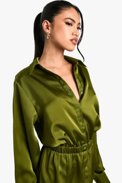 Robe mini chemise en satin