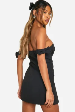 Robe Mini Cintrée Bow Bardot