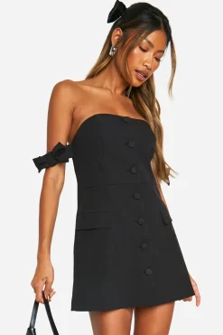Robe Mini Cintrée Bow Bardot