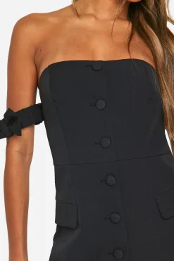 Robe Mini Cintrée Bow Bardot