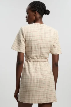 Robe Mini Cintrée À Carreaux Avec Ceinture