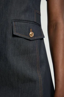 KarenMillen Robe Mini Cintrée En Denim Avec Détails Ajustés<Femme Denim|Denim