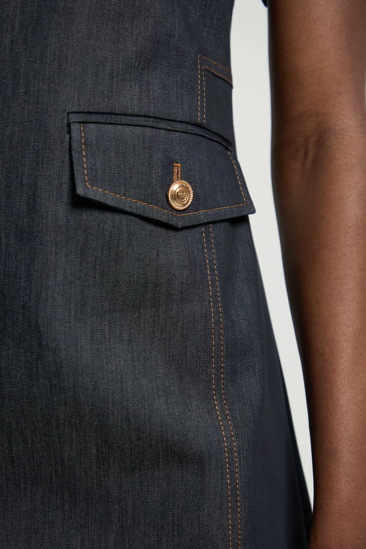 KarenMillen Robe Mini Cintrée En Denim Avec Détails Ajustés<Femme Denim|Denim