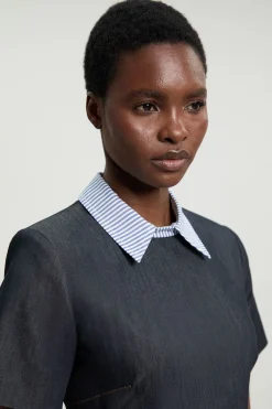KarenMillen Robe Mini Cintrée En Denim Avec Détails Ajustés<Femme Denim|Denim