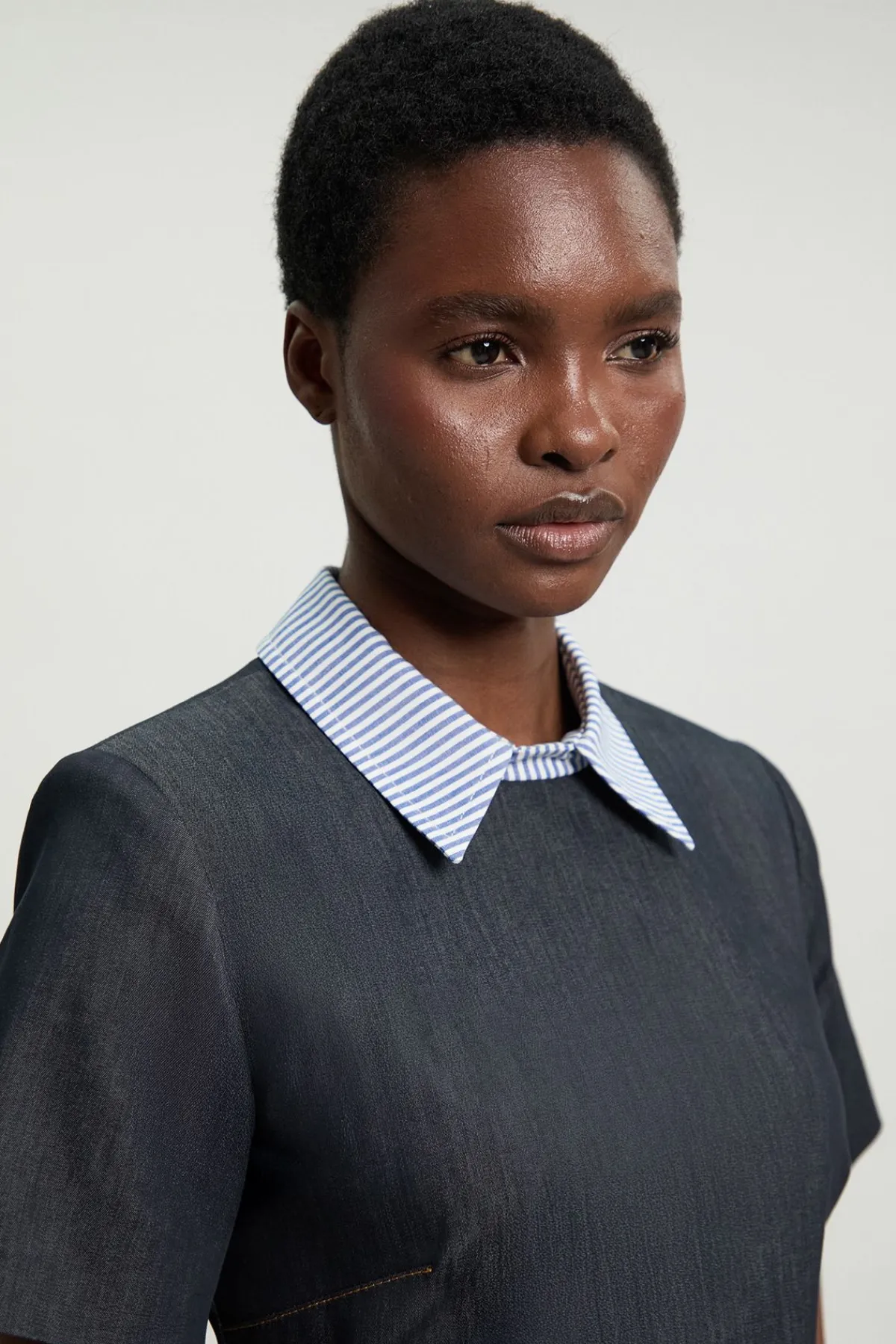 KarenMillen Robe Mini Cintrée En Denim Avec Détails Ajustés<Femme Denim|Denim