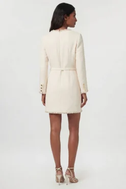 Robe Mini Cintrée En Tweed À Ceinture Et Ornements