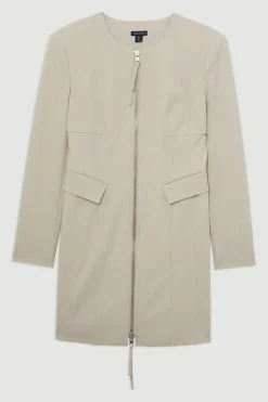 KarenMillen Robe mini cintrée en viscose à zip traversant et à coutures multiples<Femme Tailleurs|Robes À Manches Longues