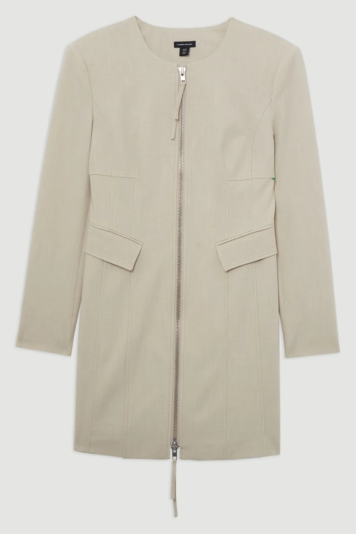 KarenMillen Robe mini cintrée en viscose à zip traversant et à coutures multiples<Femme Tailleurs|Robes À Manches Longues