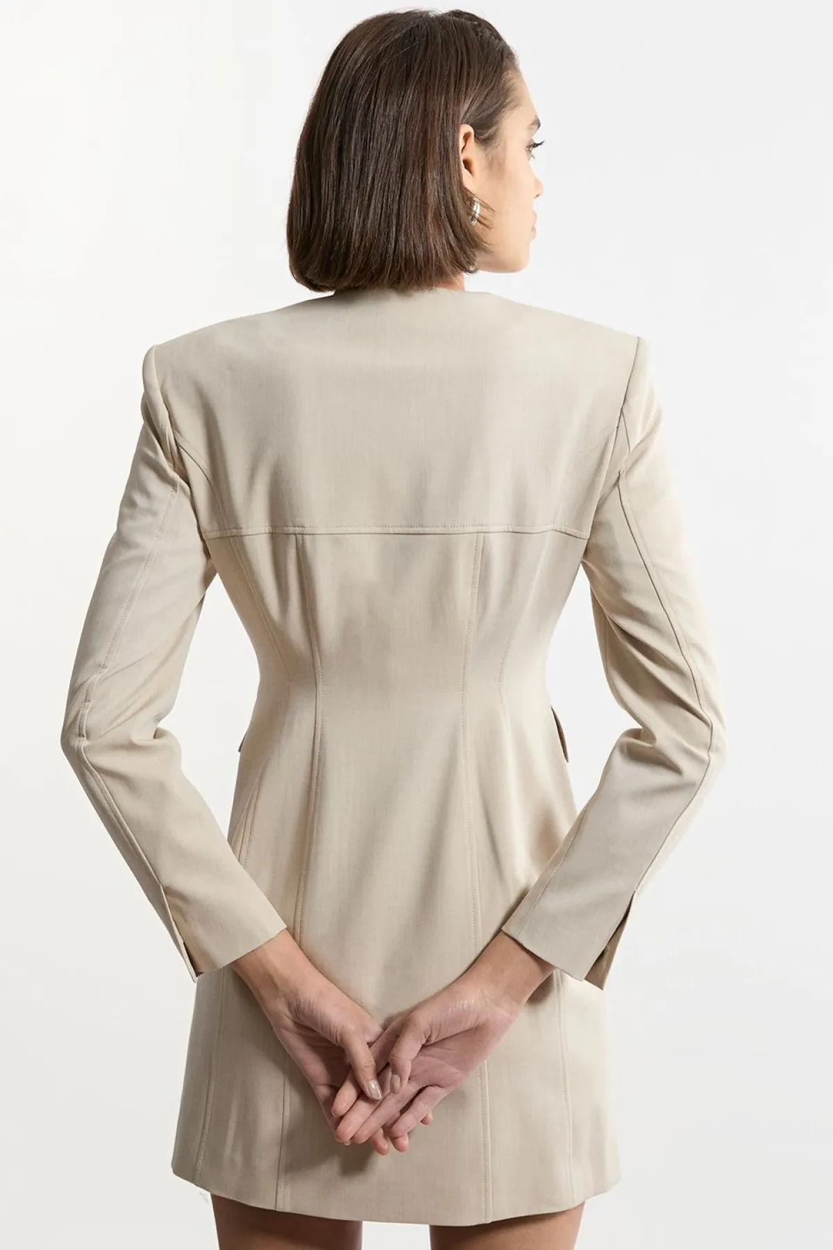 KarenMillen Robe mini cintrée en viscose à zip traversant et à coutures multiples<Femme Tailleurs|Robes À Manches Longues