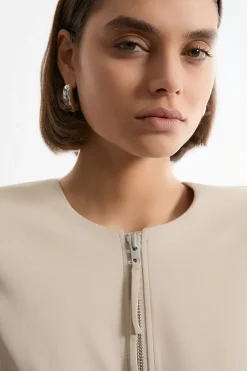 KarenMillen Robe mini cintrée en viscose à zip traversant et à coutures multiples<Femme Tailleurs|Robes À Manches Longues