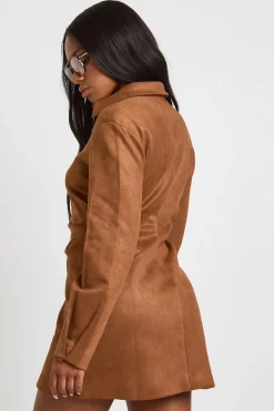 Robe mini à col avec taille cintrée en synthétique