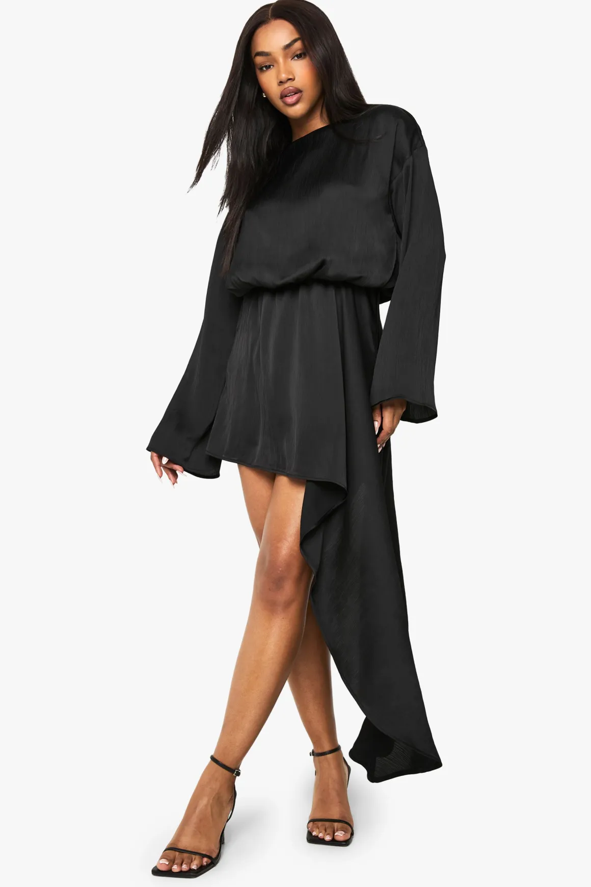 Robe mini à col bateau avec effet blouson drapé