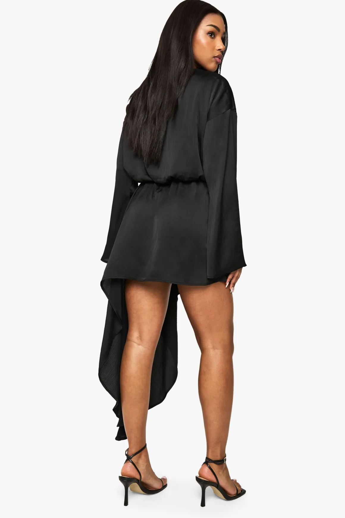 Robe mini à col bateau avec effet blouson drapé
