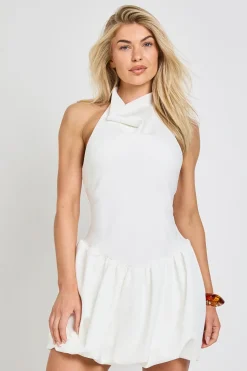 Robe Mini Col Bénitier Dos Nu À Ourlet Asymétrique