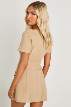 boohoo Robe mini à col carré Cord<Femme Toutes Les Robes|Robes