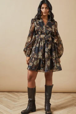 Robe Mini à Col en Organza